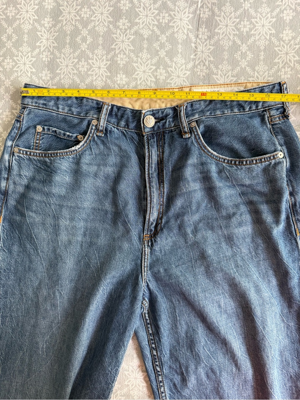 RAG & BONE Logan Mid-Rise Wide Leg Jeans Women’s 33 Featherweight Blue Baggy - Picture 14 of 16